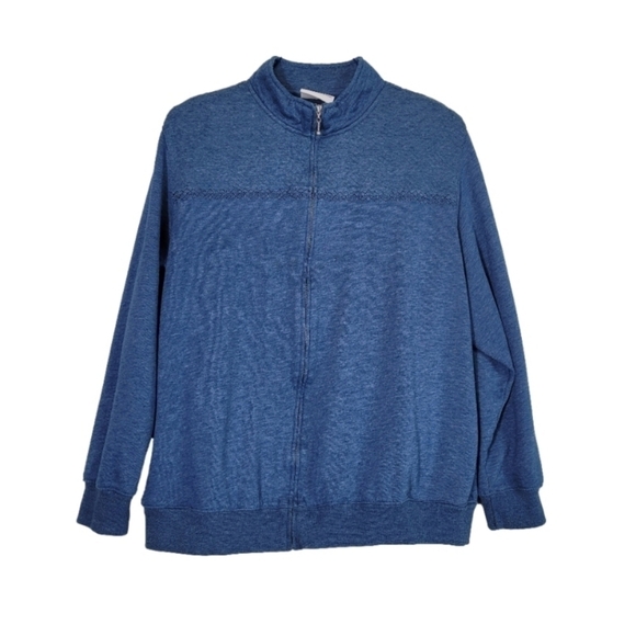 Alfred Dunner Blue Full Zip Crew Neck Sweatshirt - Size 20 - Picture 1 of 10